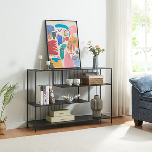 Konsolbord Oxelösund 120x33x80 cm Sort [en.casa] - premiumXL