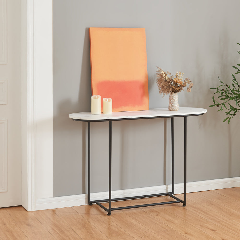 Konsolbord Nordfron 120x40x75 cm marmor, hvid [en.casa] - premiumXL