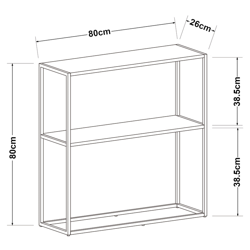 Målskitse Strömstad 80x80x26cm konsolbord i stål [en.casa].