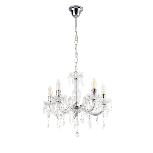 Lysekrone Weimar 5x E14 Ø35 x 145 cm Krystal/Hvid lux.pro - premiumXL