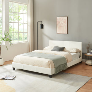 Kunstlæderseng Albacete 140x200 cm Hvid Corium - premiumXL