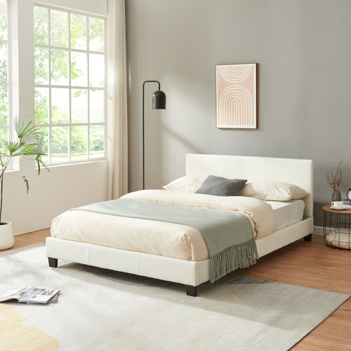 Kunstlæderseng Albacete 140x200 cm Hvid Corium - premiumXL