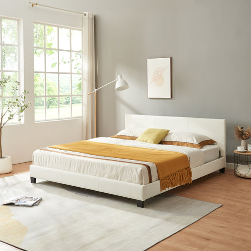 Kunstlæderseng Albacete 160x200cm Hvid Corium - premiumXL