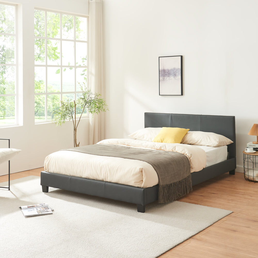 Kunstlæderseng Albacete 140x200 cm mørkegrå Corium - premiumXL