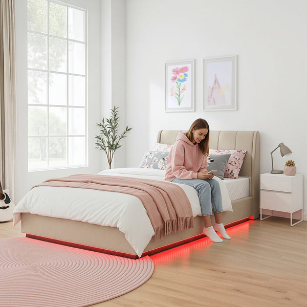 LED-polstret seng Tröstiar [en.casa]