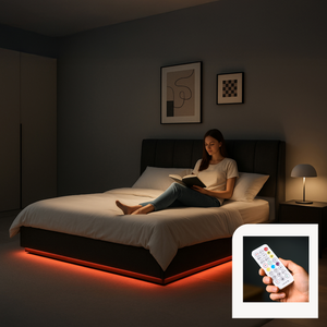 LED-polstret seng Tröstiar med madras [en.casa]