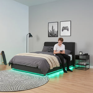 LED-polstret seng Tröstiar med madras [en.casa]