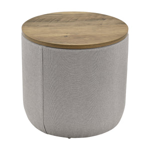 [en.casa] Sofabord med opbevaringsplads - tekstil/spånplade - 41xØ43cm - træ optik/grå