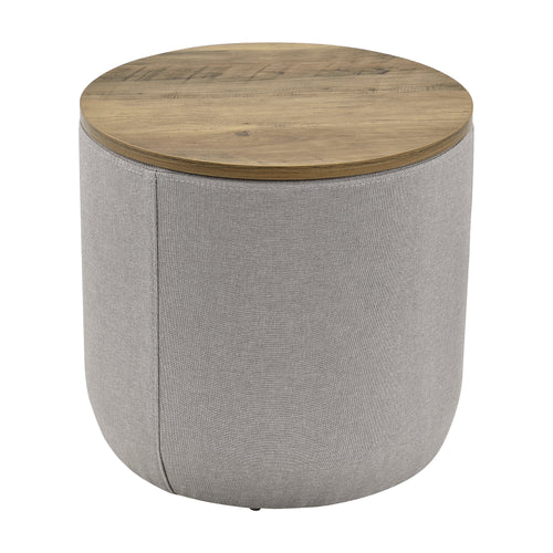 [en.casa] Sofabord med opbevaringsplads - tekstil/spånplade - 41xØ43cm - træ optik/grå