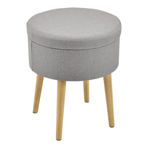 [en.casa]® sofabord - fodskammel - siddemøbel - med opbevaringsplads - 42xØ36cm - tekstil/træ - grå/træ optik