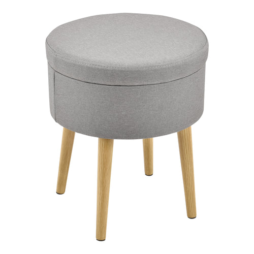 [en.casa]® sofabord - fodskammel - siddemøbel - med opbevaringsplads - 42xØ36cm - tekstil/træ - grå/træ optik