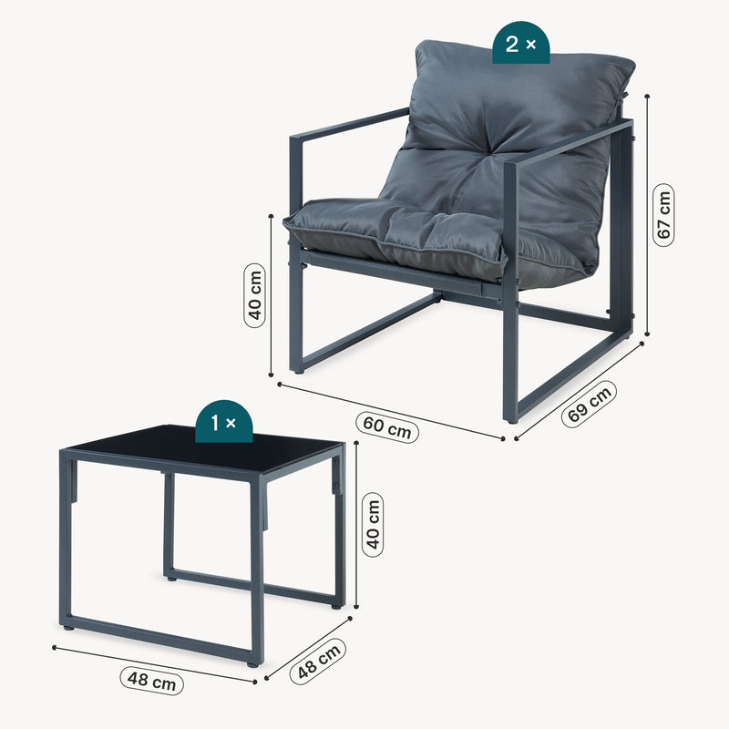 Målskitse Loungesæt Karg 3 dele [casa.pro]
