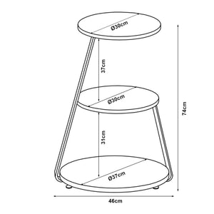 Mesa auxiliar Sipoo metal/aglomerado 74 x 46 x 37 cm en varios colores [en.casa]