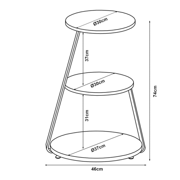 Mesa auxiliar Sipoo metal/aglomerado 74 x 46 x 37 cm en varios colores [en.casa]