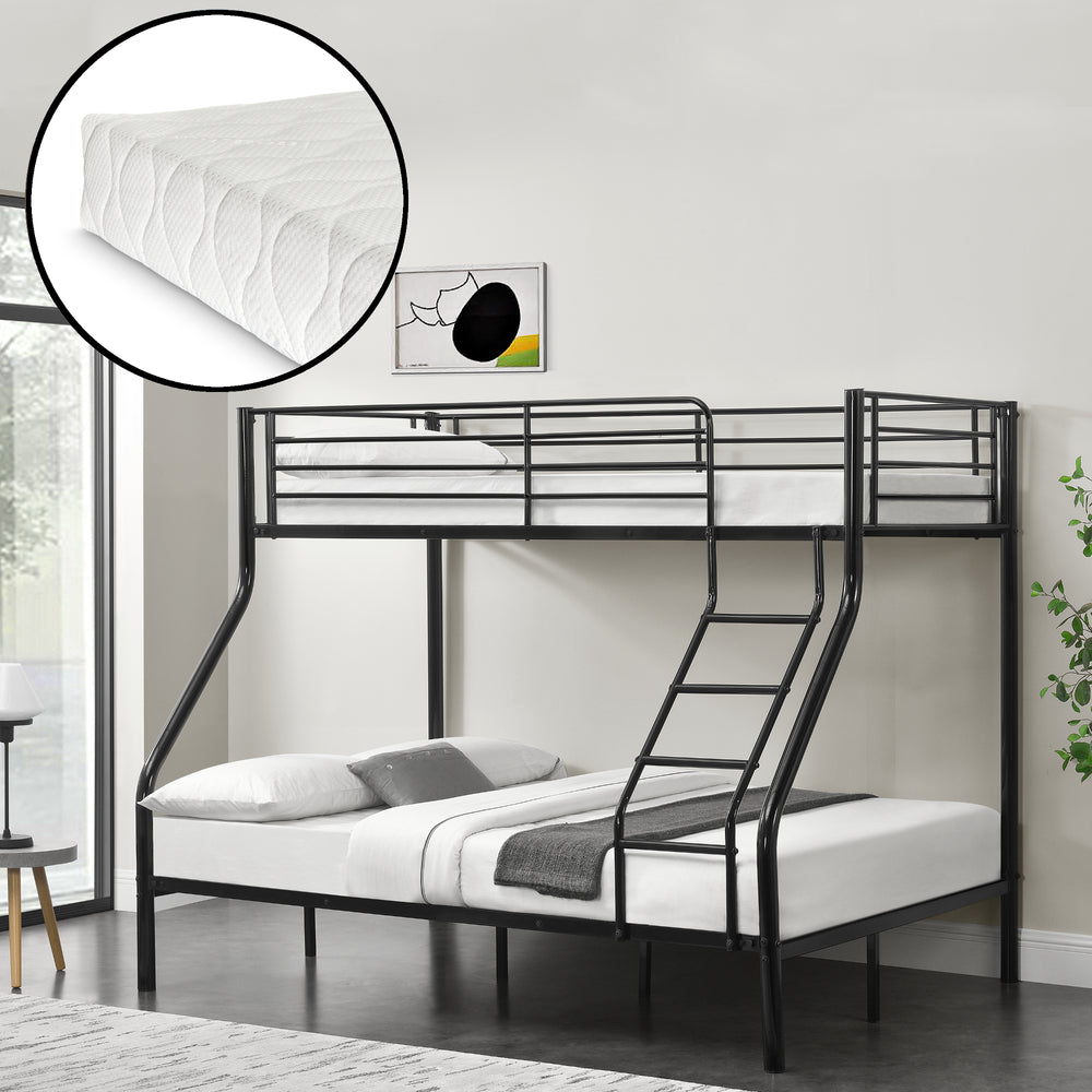 Metal - køjeseng Sortland 200x140/90 cm med madrasser [neu.haus] - premiumXL