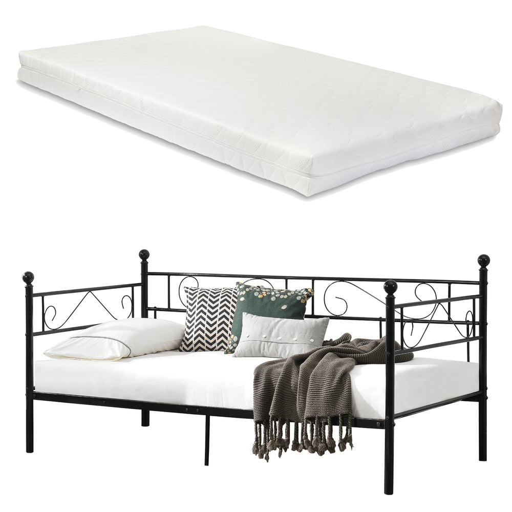 Granada metalseng med madras 90x200 cm stål [en.casa]