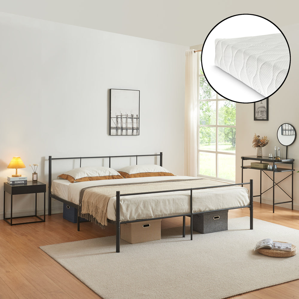 Metalseng Laos med madras Sort [en.casa] - premiumXL