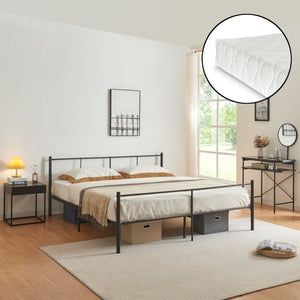 Metalseng Laos med madras Sort [en.casa] - premiumXL