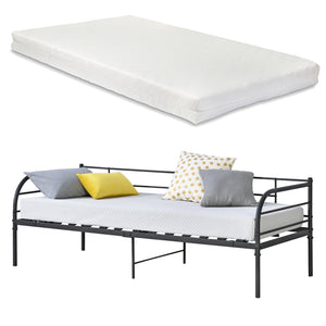 Metalseng Falun 90x200cm med madras Sort en.casa - premiumXL