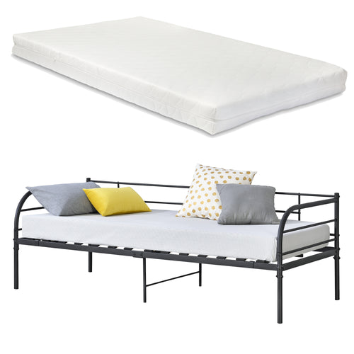 Metalseng Falun 90x200cm med madras Sort en.casa - premiumXL