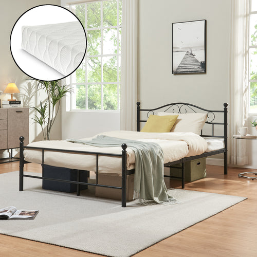 Metalseng Florenz 120x200 cm med/uden koldskumsmadras forsk. farver [en.casa] - premiumXL