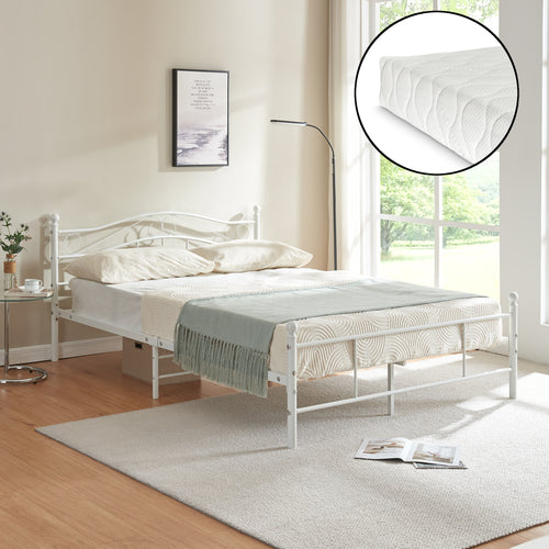 Metalseng Florenz med madras [en.casa] - premiumXL