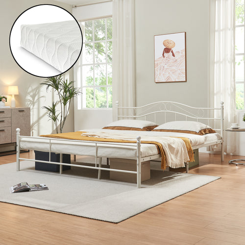 Metalseng Florenz med madras [en.casa] - premiumXL