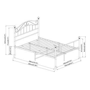 Metalseng Florenz 120x200 cm med/uden koldskumsmadras i forskellige farver [en.casa]