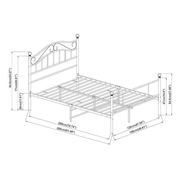 Metalseng Florenz 120x200 cm med/uden koldskumsmadras i forskellige farver [en.casa]