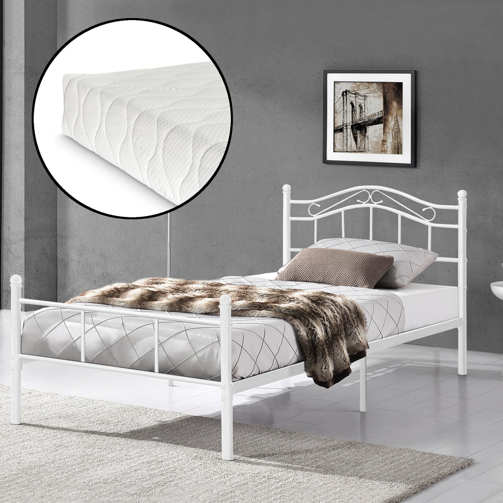 Metalseng Florenz 120x200 cm med/uden koldskumsmadras forsk. farver [en.casa] - premiumXL