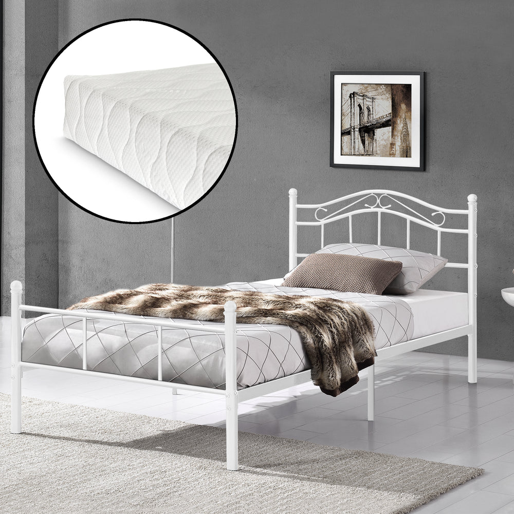 Metalseng Florenz 120x200 cm med/uden koldskumsmadras forsk. farver [en.casa] - premiumXL