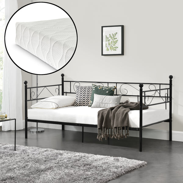 Granada metalseng med madras 90x200 cm stål [en.casa]