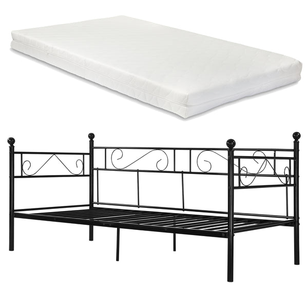 Granada metalseng med madras 90x200 cm stål [en.casa]