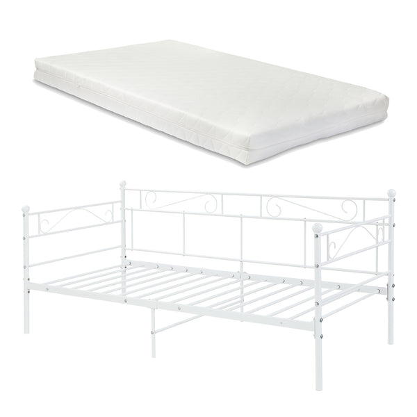 Granada metalseng med madras 90x200 cm stål [en.casa]