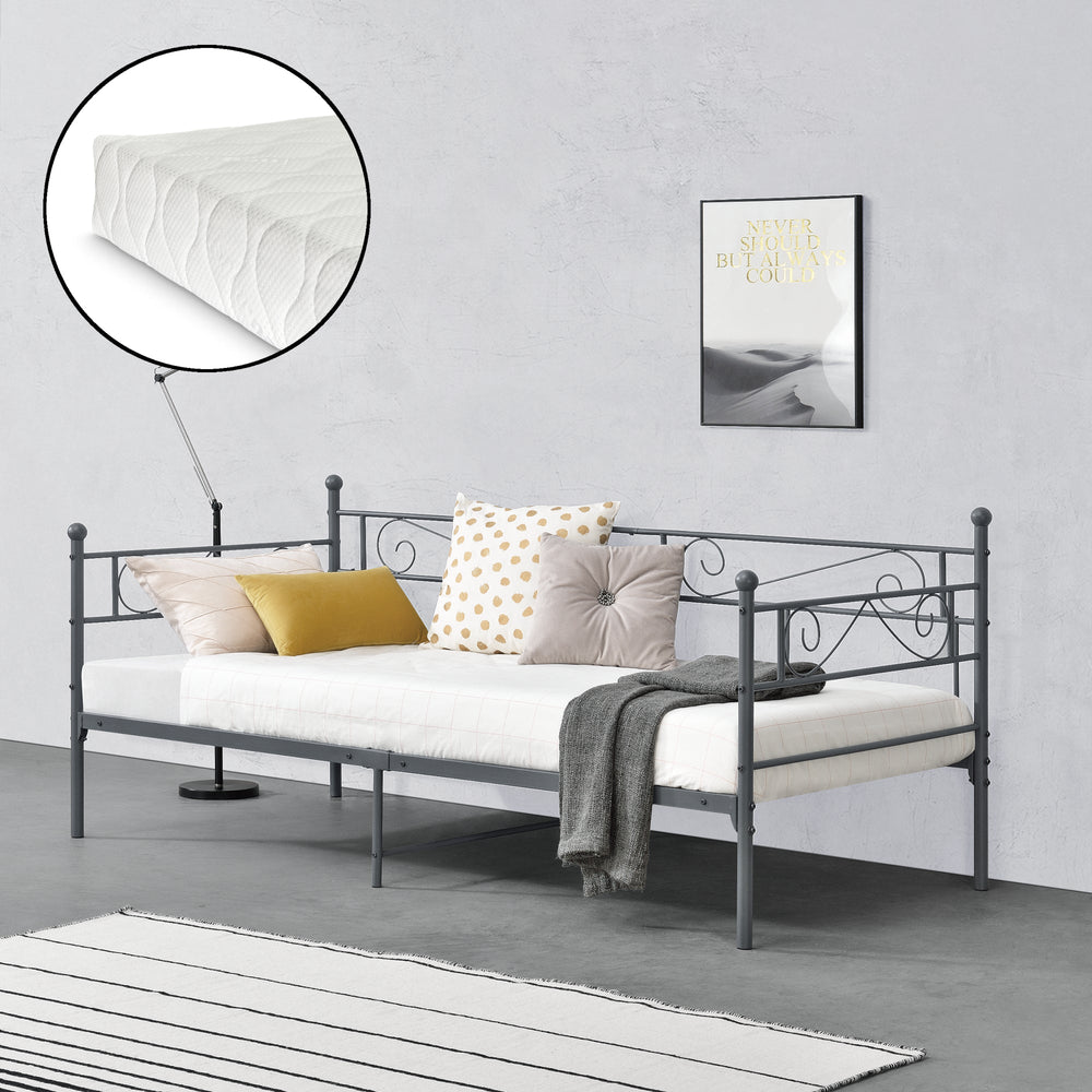 Metalseng Kerava 90x200 cm med koldskumsmadras forsk. farver en.casa - premiumXL