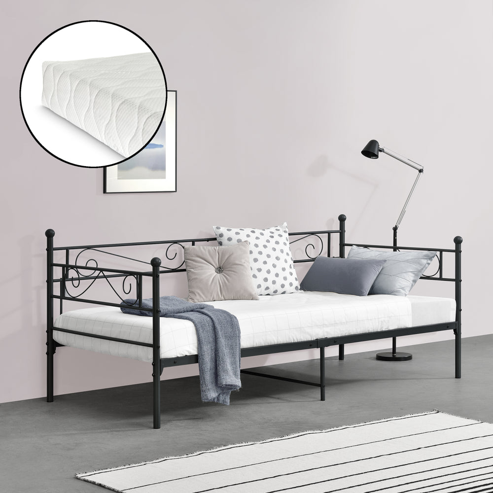 Metalseng Kerava 90x200 cm med koldskumsmadras forsk. farver en.casa - premiumXL