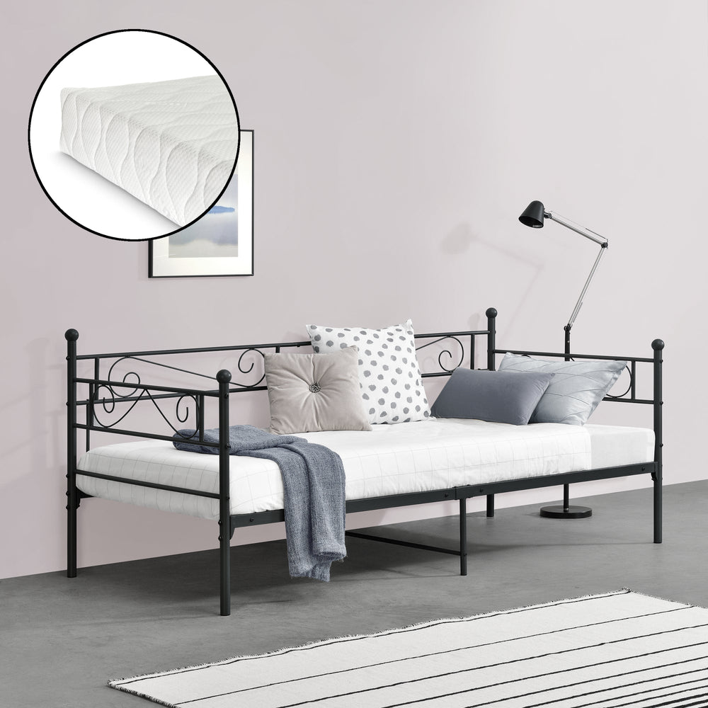 Metalseng Kerava 90x200 cm med koldskumsmadras forsk. farver en.casa - premiumXL