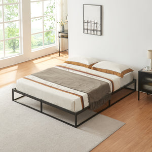 Cama de metal Trerunta con somier 90/140/160/160x200 cm - Negro [en.casa]