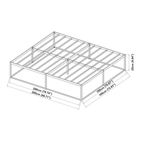 Cama de metal Trerunta con somier 90/140/160/160x200 cm - Negro [en.casa]
