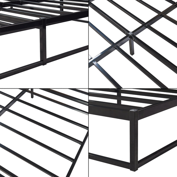 Cama de metal Trerunta con somier 90/140/160/160x200 cm - Negro [en.casa]