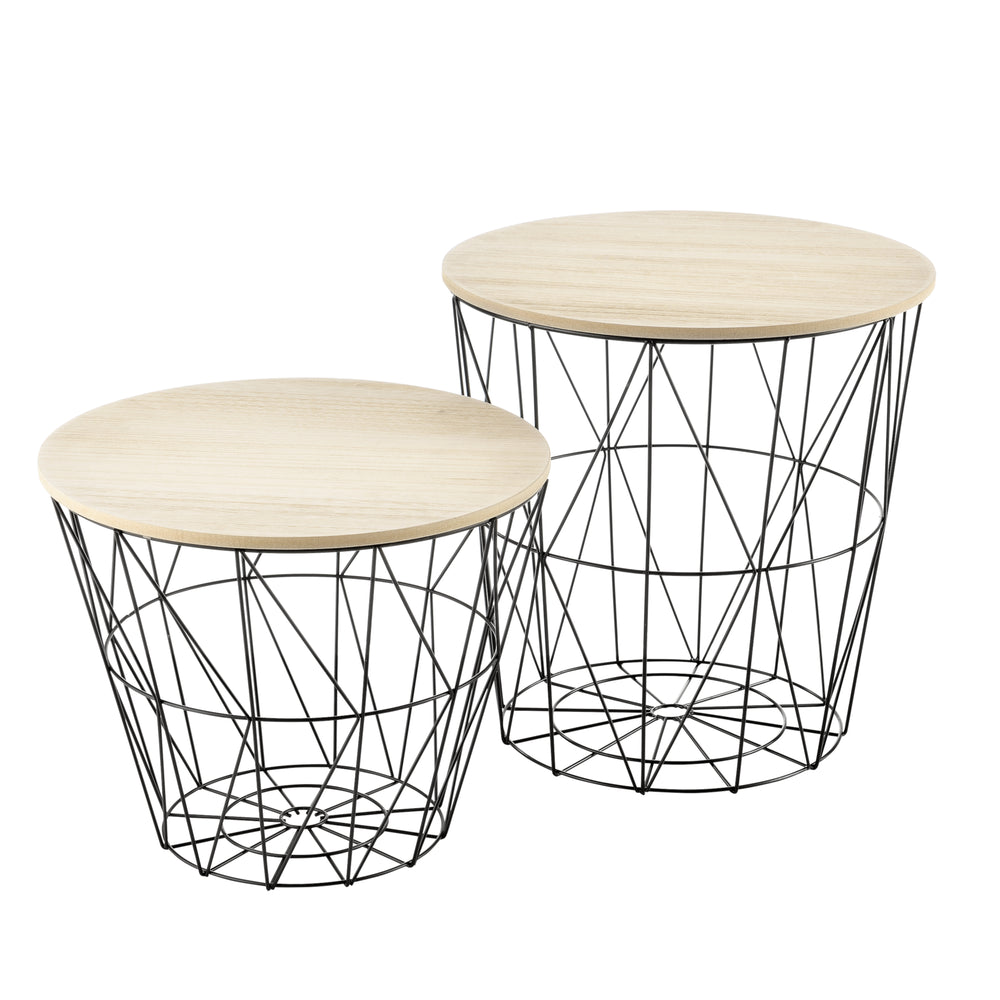 Metalkurv sidebord Codogno 2-delt sæt i forskellige farver en.casa - premiumXL