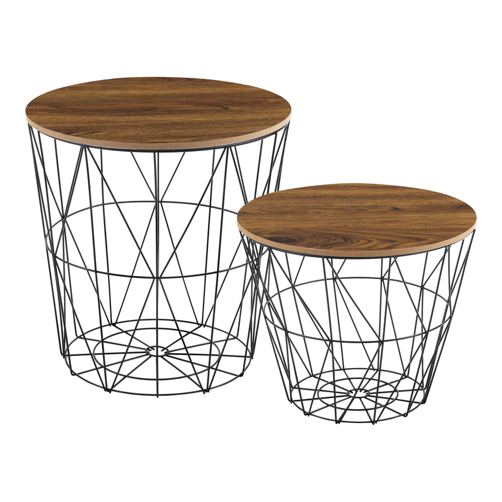 Metalkurv sidebord Codogno 2-delt sæt i forskellige farver en.casa - premiumXL