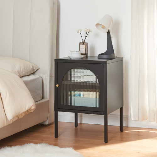 Natbord Karlskrona 60x42,5x40 cm Sort, mat [en.casa] - premiumXL