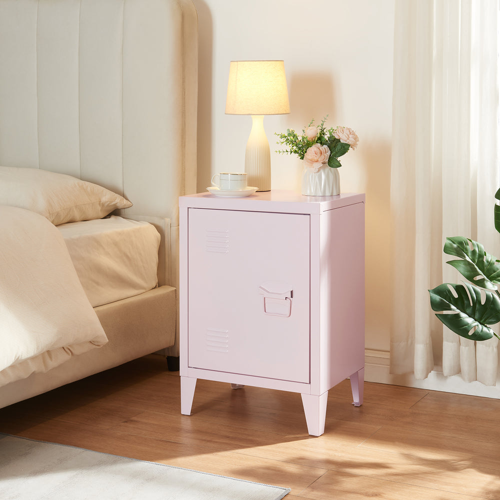 Mesa de noche Inari acero con tirador derecho 57x40x30 cm - [en.casa]