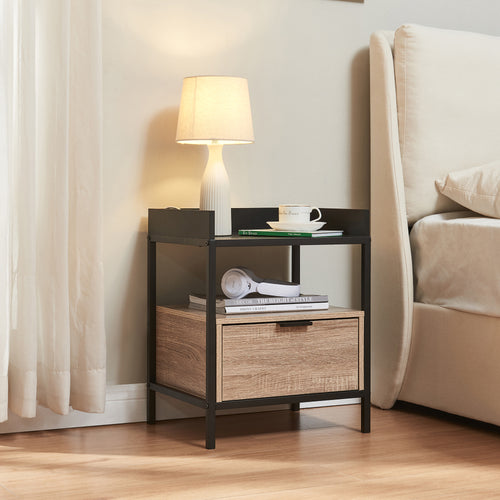 Natbord Belana 51x40x35 cm Sort/Eg-look [en.casa] - premiumXL