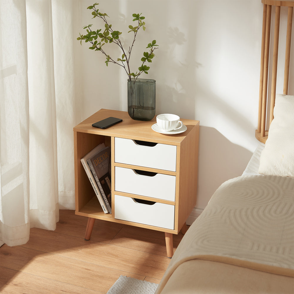 Sengebord Bordkak 55x48x30 cm egetræslook/hvid [en.casa]