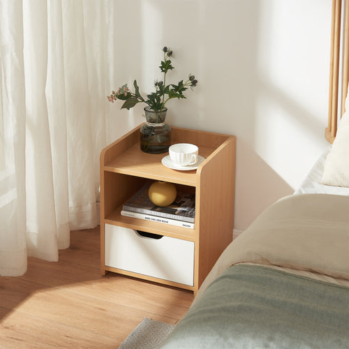 Sengebord Bordkak 45x36x34 cm egetræslook/hvid [en.casa]