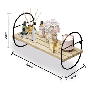 Væghylde Oulu med metalramme sort/natur i forskellige størrelser [en.casa]