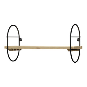 Væghylde Oulu med metalramme sort/natur i forskellige størrelser [en.casa]