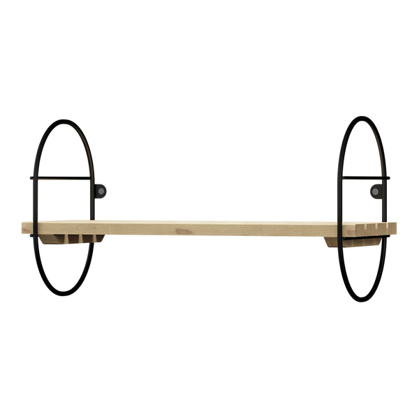 Væghylde Oulu med metalramme sort/natur i forskellige størrelser [en.casa]
